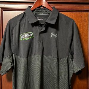 New Will Barton Under Armour Heat Gear Keeps You Cool Black & Gray Stretch Polo!